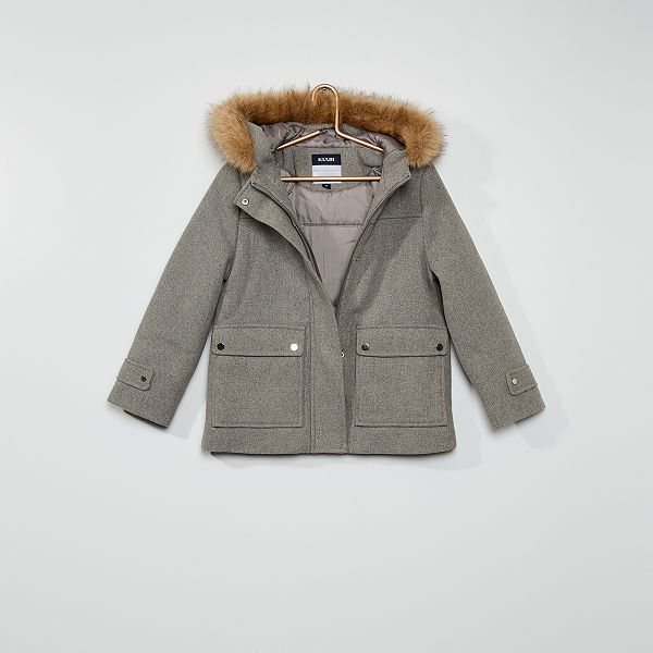 Manteau A Capuche Fille 3 12 Ans Gris Kiabi 27 00