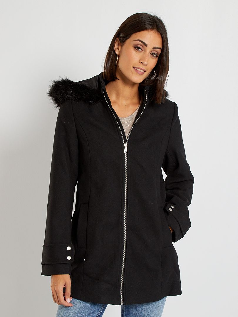 Manteau à capuche grossesse style lainage - noir - Kiabi - 40.00€