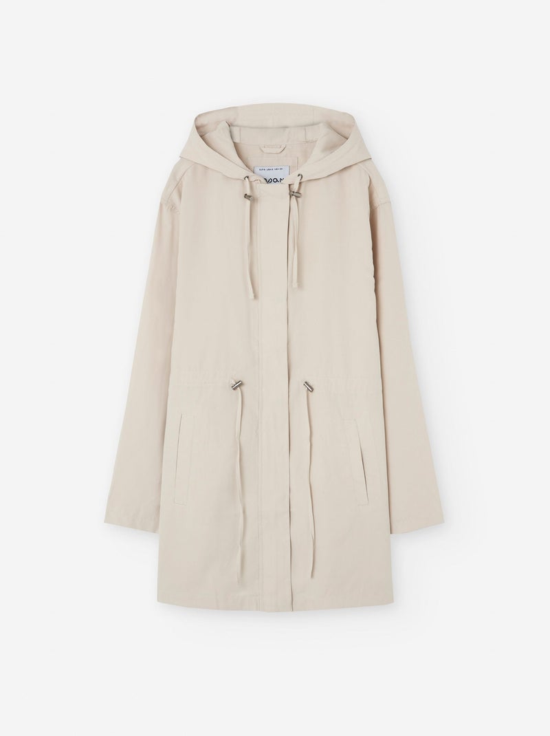 Manteau à Capuche Longueur Moyenne Beige - Kiabi