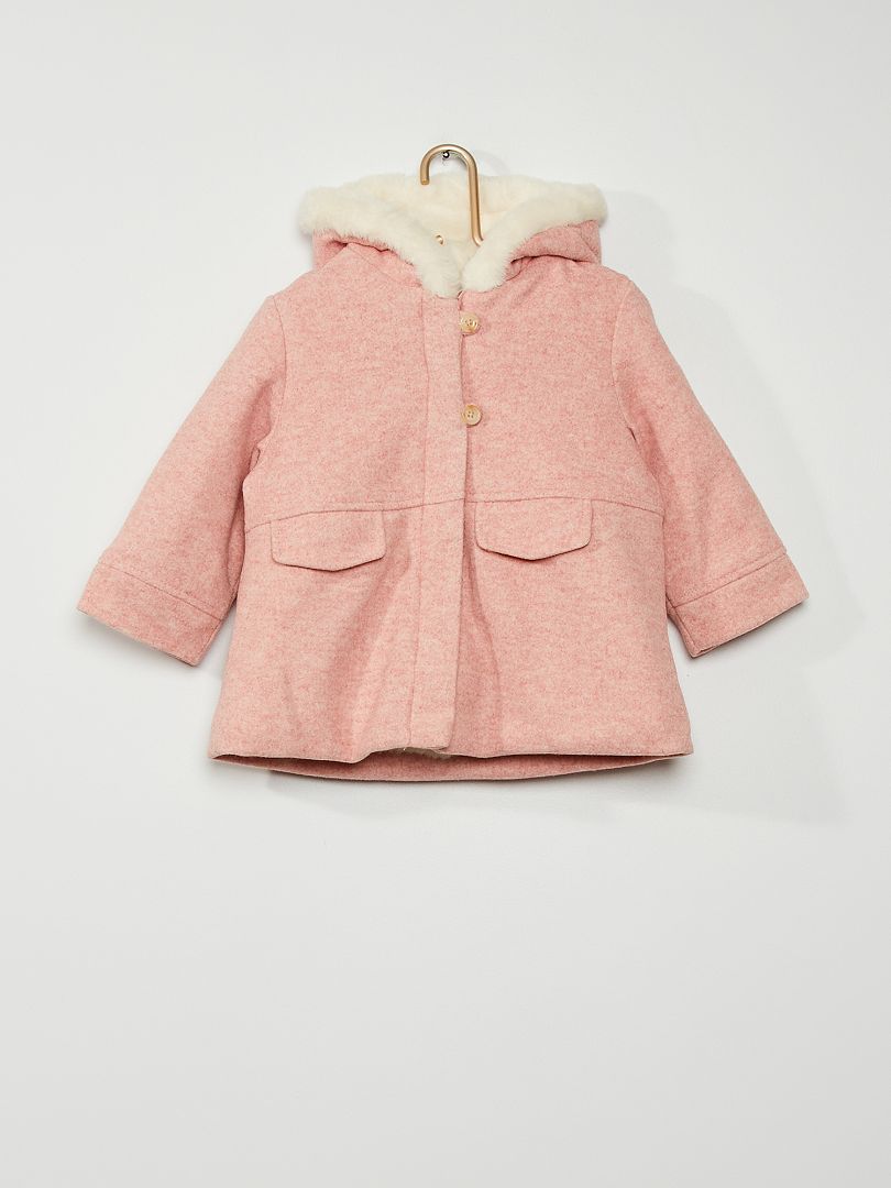 Manteau à capuche rose - Kiabi