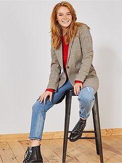 Manteau à carreaux - Kiabi