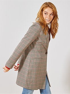 Manteau à carreaux - Kiabi