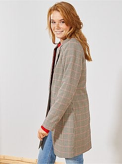Manteau à carreaux - Kiabi