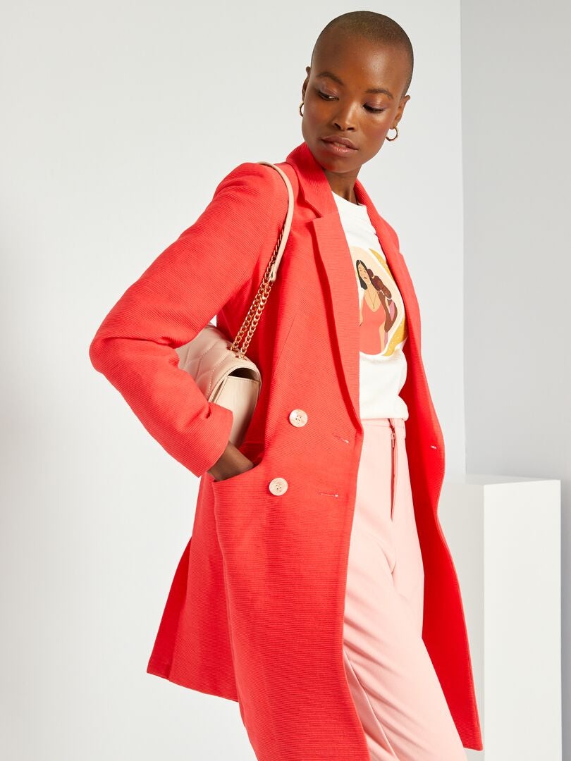 Manteau à double boutonnage rouge - Kiabi