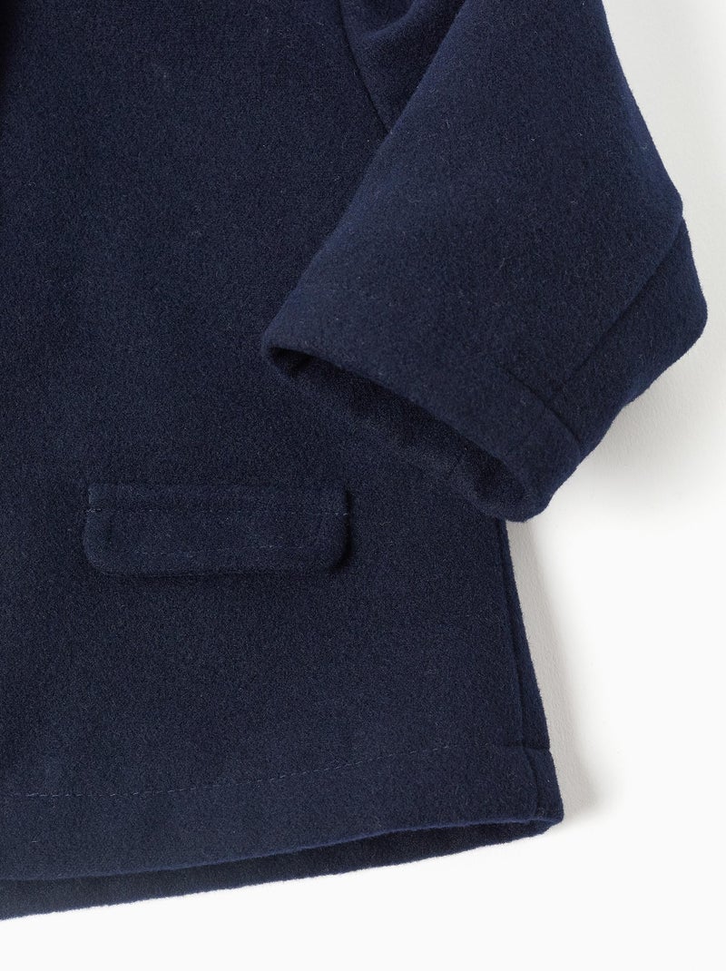 Manteau à effet laine avec boutons décoratifs Bleu foncé - Kiabi