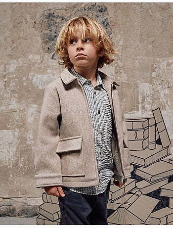 Manteau à effet laine avec fermeture éclair B&S