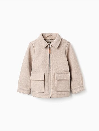 Manteau à effet laine avec fermeture éclair B&S