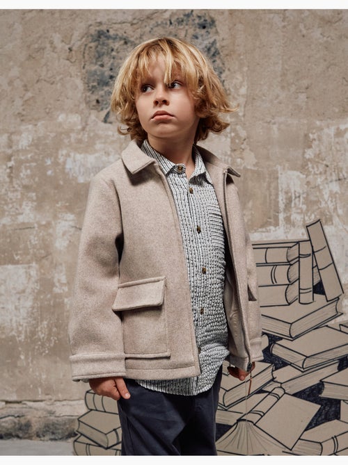Manteau à effet laine avec fermeture éclair B&S - Kiabi