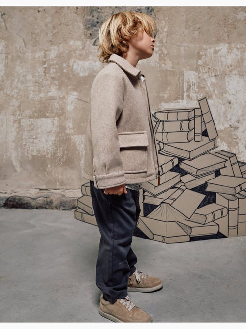 Manteau à effet laine avec fermeture éclair B&S - Kiabi
