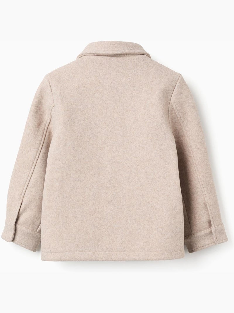 Manteau à effet laine avec fermeture éclair B&S Beige clair - Kiabi