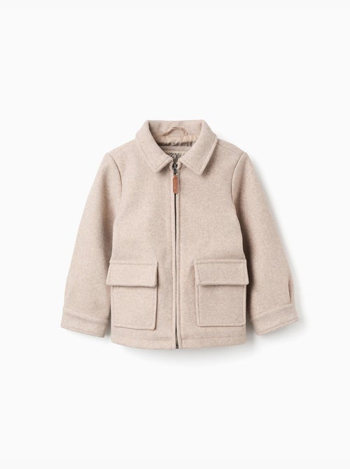 Manteau à effet laine avec fermeture éclair B&S - Kiabi