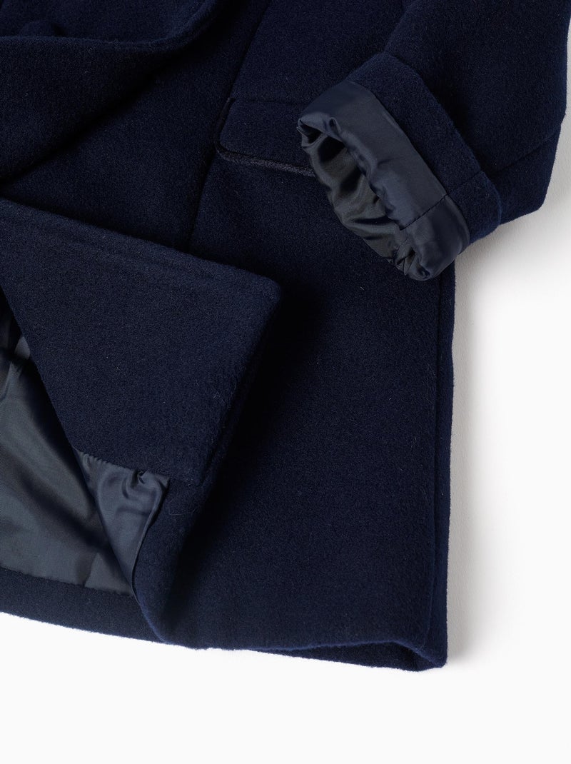 Manteau à effet laine avec poches à l'avant Bleu foncé - Kiabi