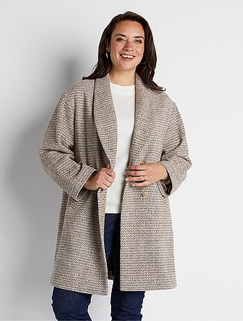 Manteau aspect chevrons mi-long