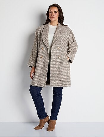 Manteau aspect chevrons mi-long