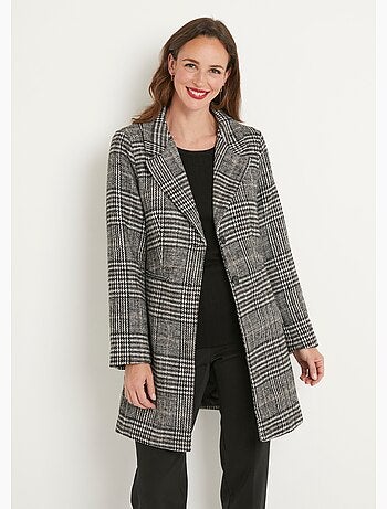 Manteau aspect lainage mi long col tailleur - Afibel