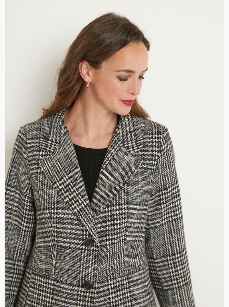 Manteau aspect lainage mi long col tailleur - Afibel Gris - Kiabi