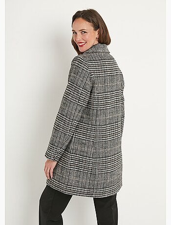 Manteau aspect lainage mi long col tailleur