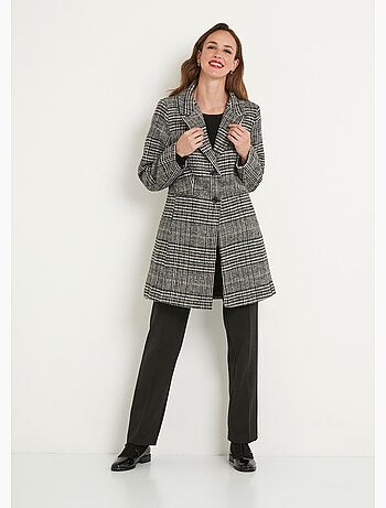Manteau aspect lainage mi long col tailleur