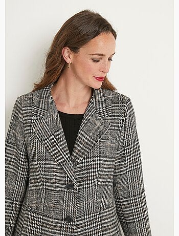 Manteau aspect lainage mi long col tailleur