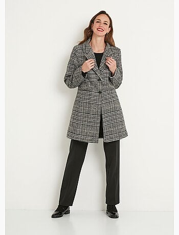 Manteau aspect lainage mi long col tailleur