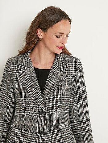 Manteau aspect lainage mi long col tailleur