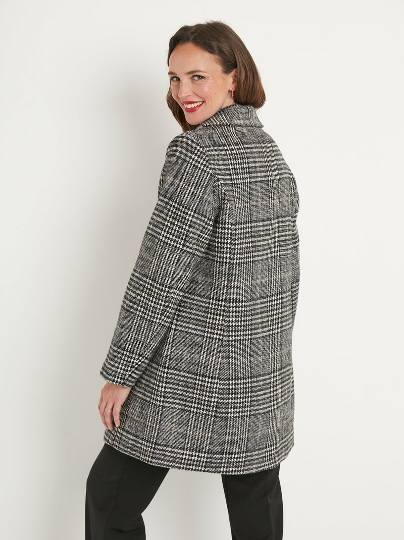 Manteau aspect lainage mi long col tailleur Multicolore - Kiabi