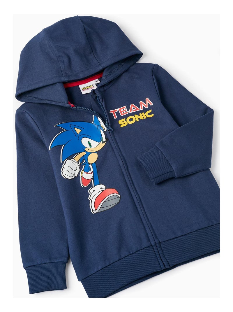 Manteau avec capuche, 100% coton SONIC Bleu foncé - Kiabi