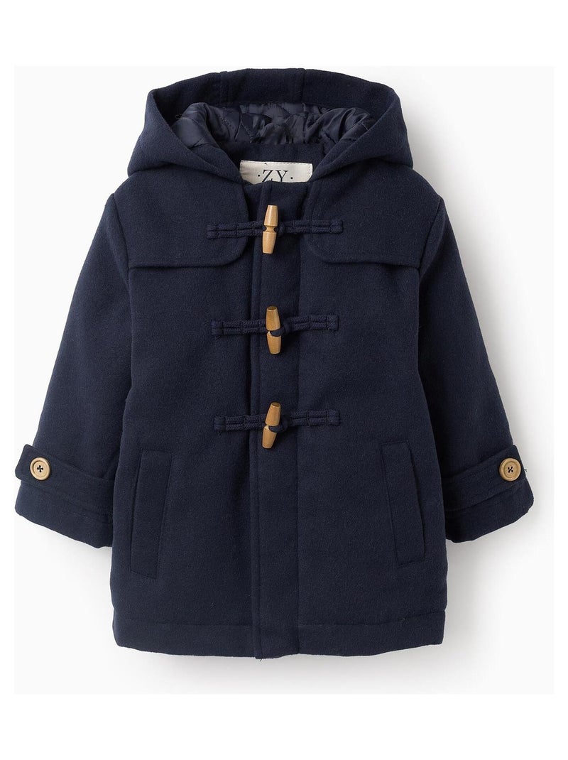 Manteau avec capuche, avec fermeture à glissière/boutons NOËL Bleu foncé - Kiabi