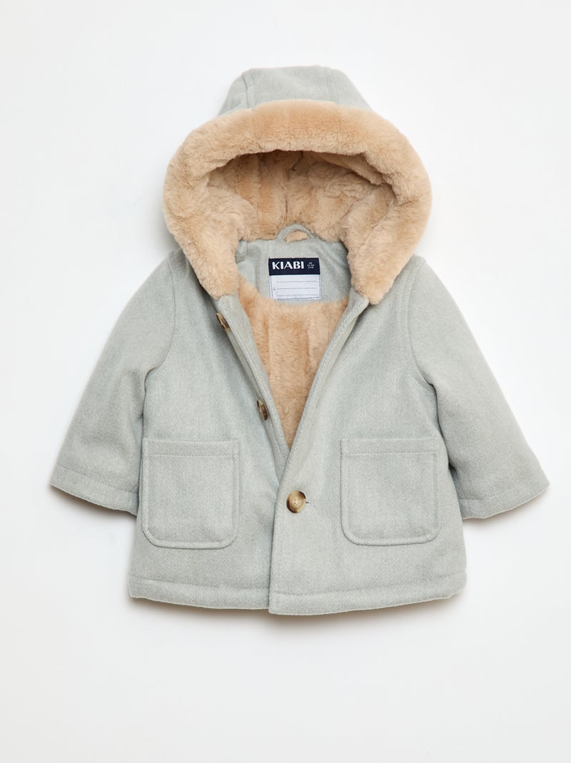 Manteau avec capuche douce Bleu - Kiabi