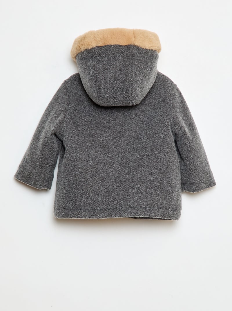 Manteau avec capuche douce Gris - Kiabi
