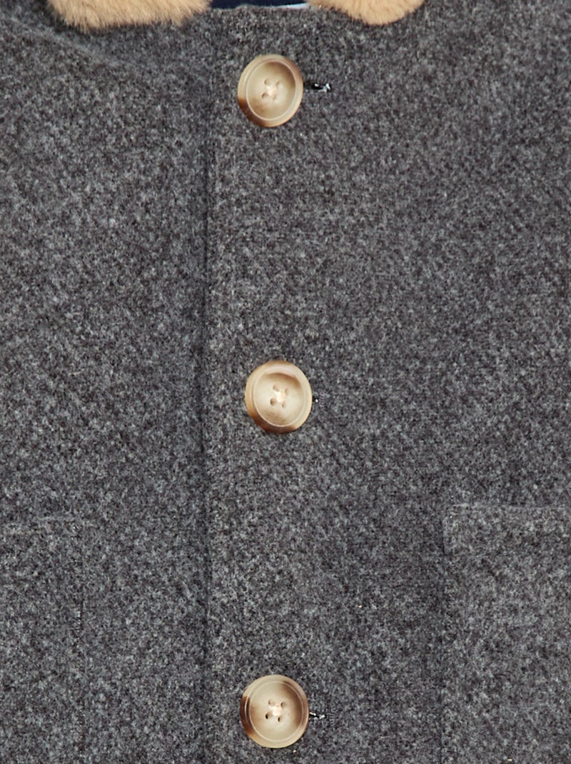 Manteau avec capuche douce Gris - Kiabi