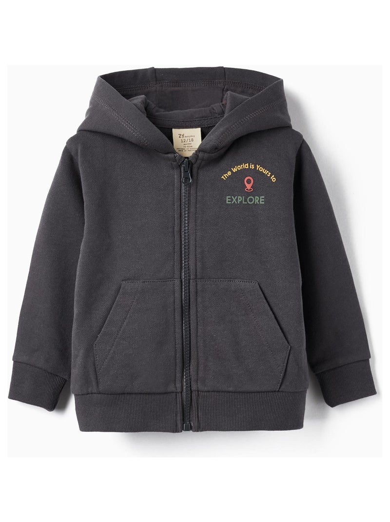 Manteau avec Capuche en Coton pour Bébé Garçon   GREAT GOALS GREAT WORLD Gris foncé - Kiabi