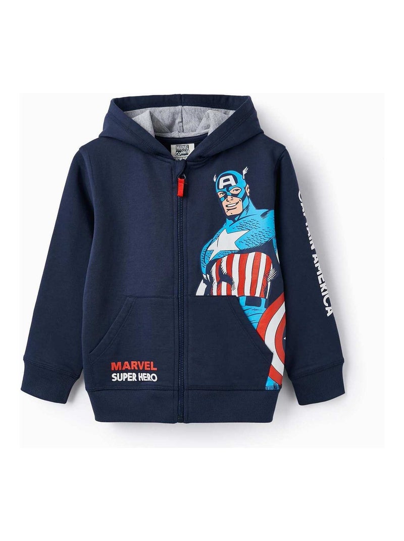 Manteau avec Capuche pour Garçon 'Capitaine Amérique'   MARVEL CAP AMERICA Bleu foncé - Kiabi