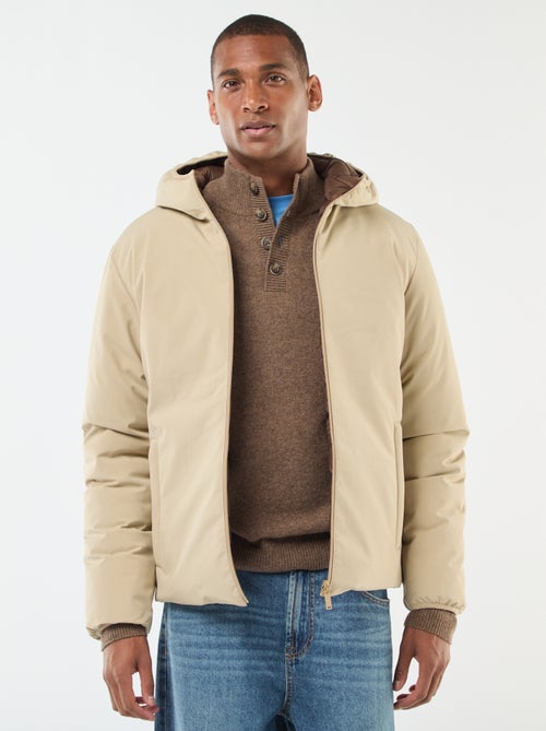 Manteau avec col montant à capuche avec doublure satinée - Kiabi