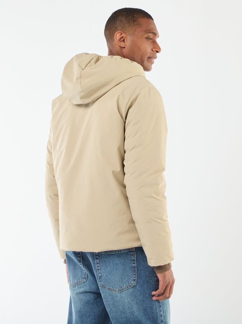 Manteau avec col montant à capuche avec doublure satinée Beige - Kiabi