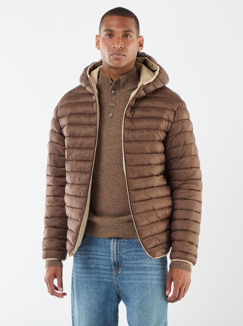 Manteau avec col montant à capuche avec doublure satinée - Kiabi