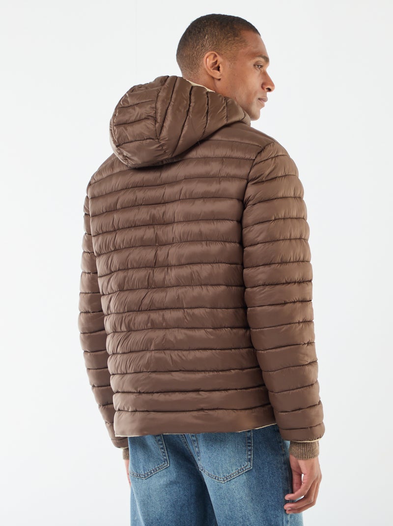 Manteau avec col montant à capuche avec doublure satinée Beige - Kiabi