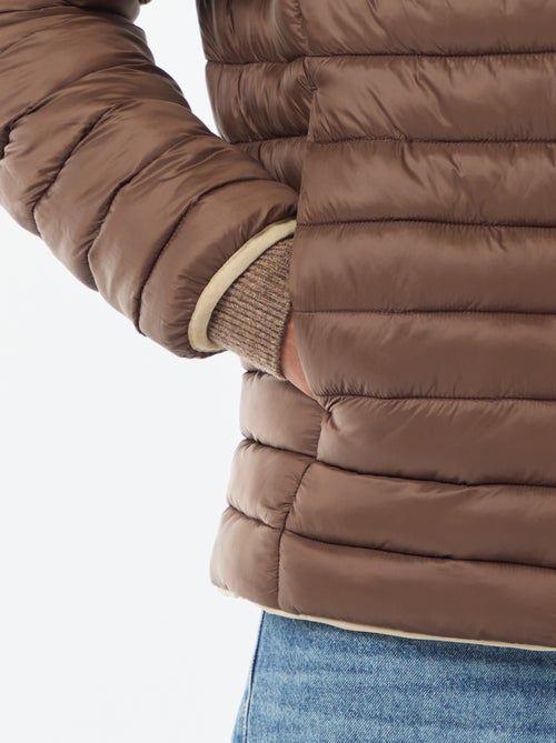 Manteau avec col montant à capuche avec doublure satinée - Kiabi