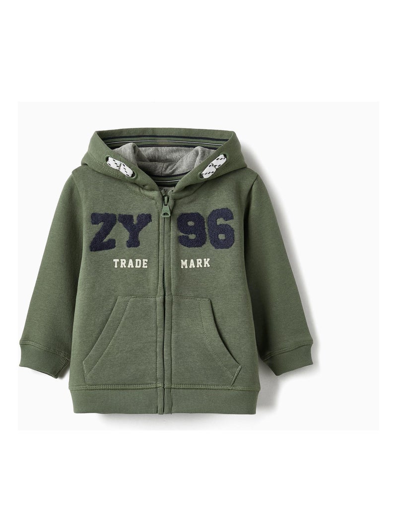 Manteau avec Fermeture Éclair et Capuche pour Bébé Garçon 'ZY 96'   ROYALS OFF DUTY Vert foncé - Kiabi
