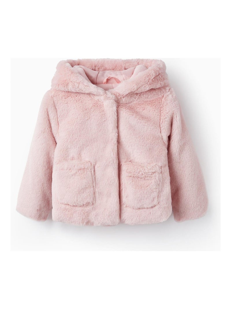 Manteau avec Fourrure pour Bébé Fille   LITERATURE CLUB Rose - Kiabi
