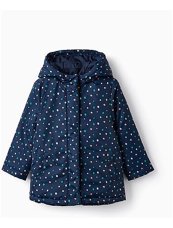 Manteau bleu foncé à capuche pour fille manches longues DIFFERENT TOGETHER