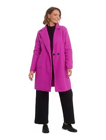 Manteau bouclette tendance col tailleur