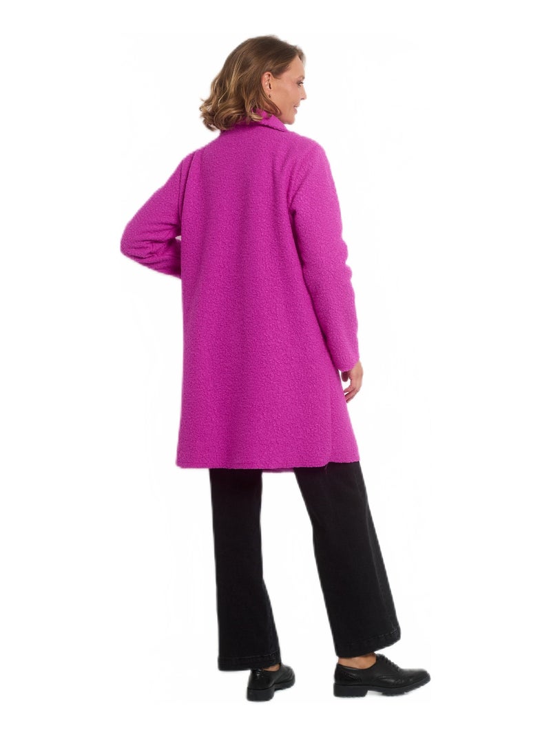 Manteau bouclette tendance col tailleur Rose fushia - Kiabi