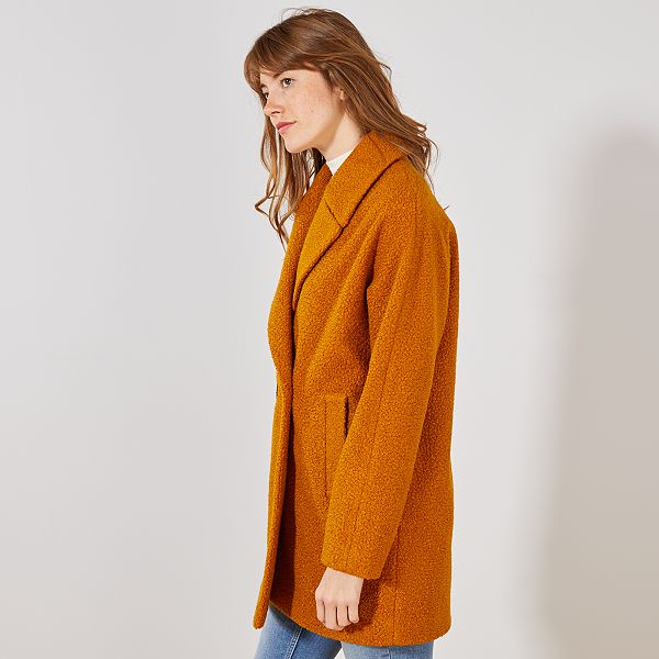 Manteau bouclettes à double boutonnage Femme jaune Kiabi Manteau bouclettes à double boutonnage Femme jaune Kiabi