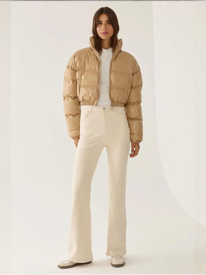 Manteau bouffant en similicuir Beige naturel - Kiabi