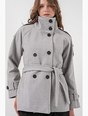 Manteau boutonné en gabardine texturée bdart