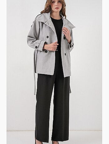 Manteau boutonné en gabardine texturée bdart