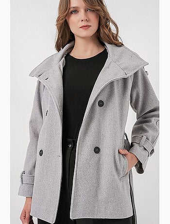 Manteau boutonné en gabardine texturée bdart