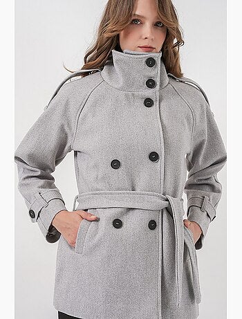 Manteau boutonné en gabardine texturée bdart