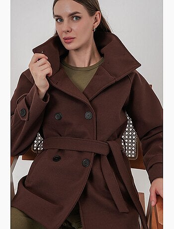 Manteau boutonné en gabardine texturée bdart
